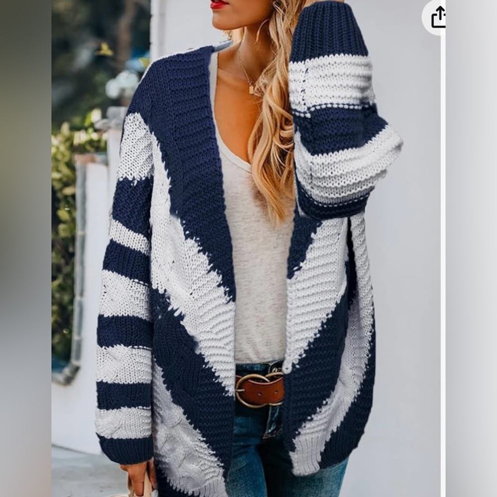 Astylish Ladies Long Sleeve Sweater Open Front Chunky Knit Cardigan